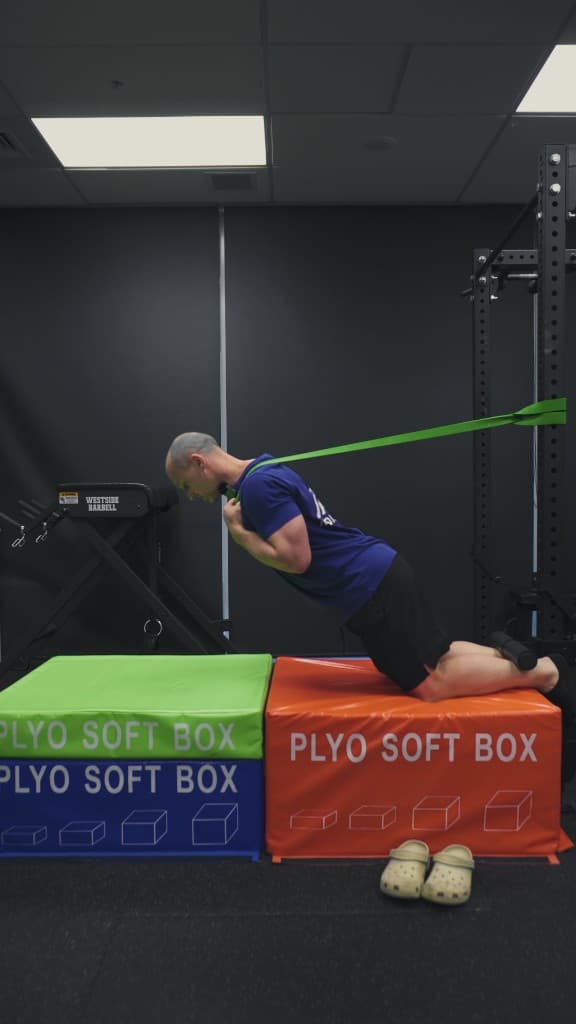Assisted Nordic hamstring curl on plyo boxes at Iron Focus Gym